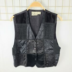 Tantrums Black Patchwork Embroidered Vintage Vest